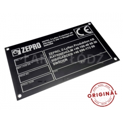 3208600L Výrobní štítek pro hydraulické čelo Zepro
